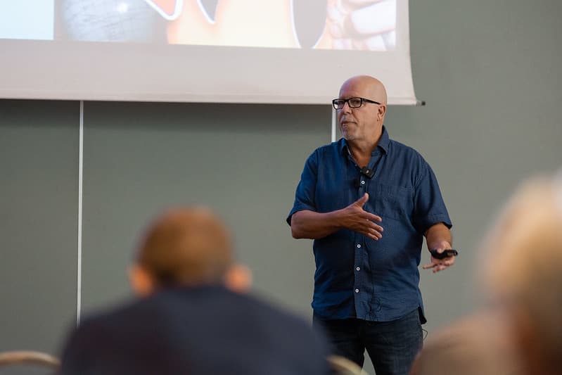 Steve Mordue speaking at a conference